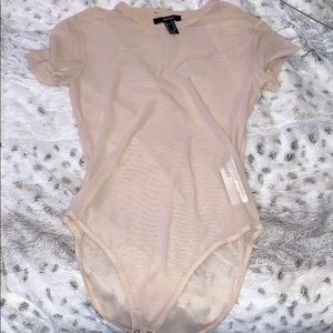 See through short sleeve body suit